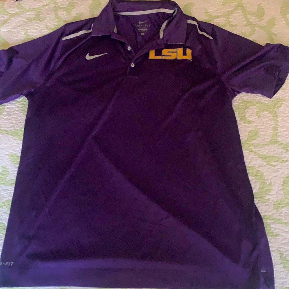 Men’s Nike dri-fit LSU purple polo